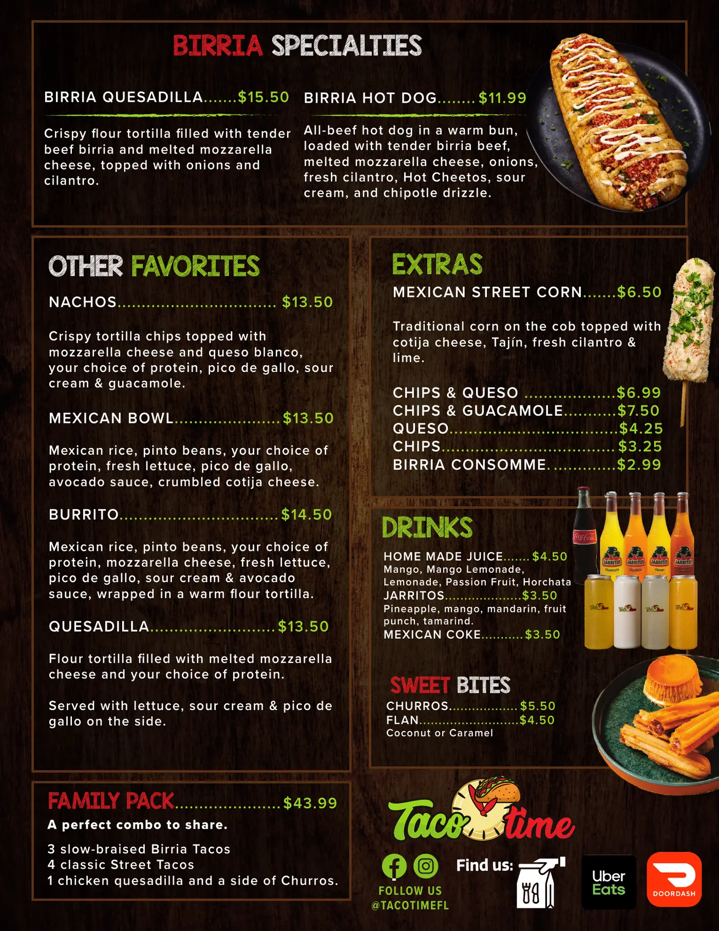 Taco Time menu page two